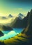 Illustration of a breathtaking landscape with majestic mountains