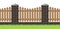 Illustration of bricks fence with wooden boards.