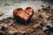 Illustration of broken clay heart. Lost love, heartbreak, loneliness, sadness, divorce concept