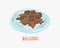 Illustration of bulgogi grilled beef - traditional korean food on a plate