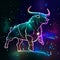 Illustration of a bull on a cosmic background. Vector illustration. Generative AI