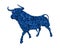 Illustration of bull cow blue animal glitter