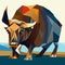 Illustration of a bull in a polygonal style. Vector illustration generative AI