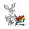 Illustration of a bunny with shopping cart