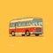 Illustration of a bus. Simple vector art with the side view of a bus. Cartoon drawing of a bus. AI generated. Yellow background