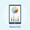 Illustration of business graph analysis isolated on background