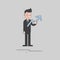 Illustration of businessman character avatar with business growth investment symbol