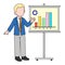 Illustration of Businessman doing Presentation with graphic charts