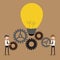 Illustration of businessman with gears, team work,