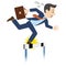 Illustration of a businessman stumbling on a hurdle