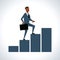 Illustration Of Businessman Walking Up Bar Chart