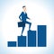 Illustration Of Businessman Walking Up Bar Chart