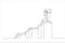 Illustration of businesswoman climb up ladder step by step on graph to achieve goal. Step to grow business, ladder of success. One