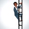 Illustration Of Businesswoman Climbing Ladder