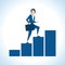 Illustration Of Businesswoman Walking Up Bar Chart