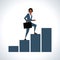 Illustration Of Businesswoman Walking Up Bar Chart