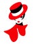 Illustration of a cabaret girl with red hat