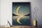 illustration, calm seascape with a crescent moon, ai generative