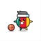Illustration of cameroon flag badge cartoon is playing basketball