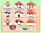 Illustration cartoon character of japanese food of sushi set with tuna, octopus, and salmon fresh plus soy and wasa