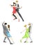 An illustration cartoon characters icon set of dancing couple sp