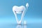 Illustration of cartoon cheerful beautiful white teeth with a toothbrush.