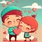 Illustration of cartoon couple in valentine day