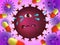 Illustration of Cartoon Crying Virus Character Cured by Medication Capsules