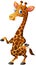 Illustration of a cartoon cute giraffe waving hand