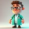 Illustration of a cartoon doctor in glasses.