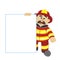 Illustration of cartoon fireman ,vector