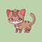 Illustration of a cartoon rusty spotted cat on colorful background