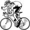 Illustration of Cartoon style wolf riding racing bicycle