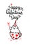 Illustration of a cat on a valentines day holiday. Image is isolated on a white background for printing, banner, website.