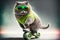 Illustration of a cat wearing green sunglasses and a shirt driving a small green skateboard