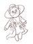illustration character contour line sketch funny cat animal blogger stylist in trench coat and hat fashion style close-up design