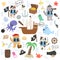 illustration characters pirates cats and.pirate bundle, ship, whale, island, octopus, chest