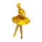 Illustration of a charming ballerina in gold on a white background!