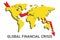 Illustration of chart and world map on background. Coronavirus impact on global financial crisis