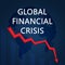 Illustration of chart and world map on background. Coronavirus impact on global financial crisis