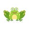 Illustration of cheerful frog. Cute laughing frog face