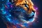 Illustration of a Cheetah in Space Nebula with Glowing Galaxy Universe Background. Esoteric and Wild Animal Concept