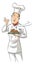 Illustration of a chef holding delicious dish