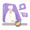illustration of a chef kneading dough. professional chef with chef hat, spoon and fork icon. flat vector