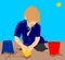 Illustration of a child in sand