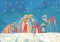 Illustration of Christian Christmas Nativity scene with the three wise men