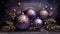 Illustration of Christmas balls in purple and Gold colors. Christmas balls. For banners, posters, advertising.