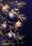 Illustration of Christmas balls in Rich purple and Gold colors. For banners, posters, advertising.