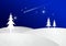 Illustration of Christmas Trees standing a snowy landscape