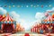 Illustration of a circus background with a lot of circus tents and balloons, A bright and playful circus themed birthday banner